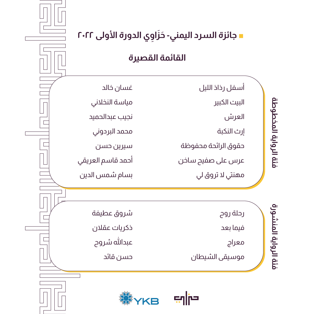 إعلان القائمة القصيرة لجائزة السرد اليمني حزاوي